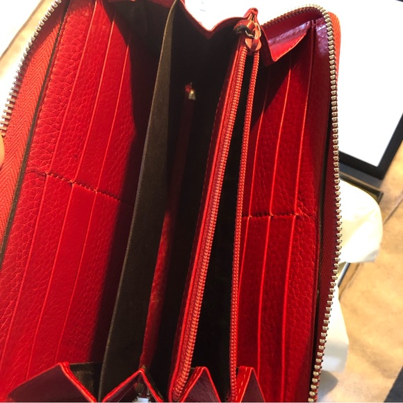 Gucci Red Leather Bamboo Zipper Long Zippy Wallet with dustbag and box - Picture 9 of 15
